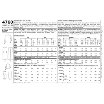 Simplicity Sewing Pattern 4760 Boys and Men Shirts and Trousers - 0