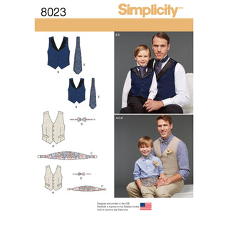 Simplicity Sewing Pattern 8023 Boys' and Men's Vest, Bow-tie, Cummerbund and Ascot