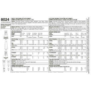 Simplicity Sewing Pattern 8024 Babies' Christening Sets with Bonnets - 0