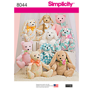 Simplicity Sewing Pattern 8044 Two-Pattern Piece Stuffed Animals