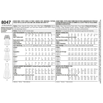 Simplicity Sewing Pattern Amazing Fit 8047 Misses Dress in Slim, Average & Curvy Fit - 0