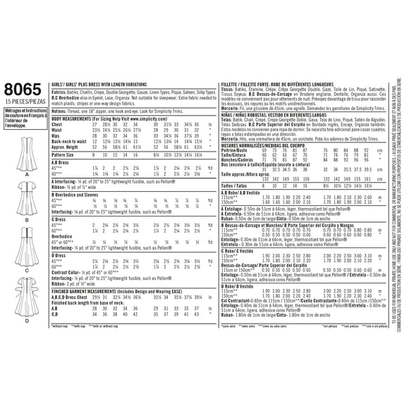 Simplicity Sewing Pattern 8065 Girls' and Girls' Plus Dress or Popover Dress