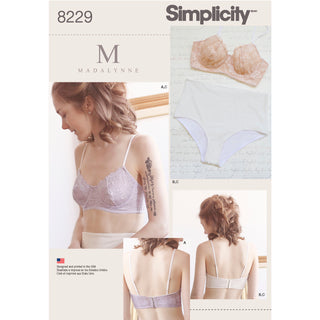 Simplicity Pattern 8229 Misses' Underwire Bras and Panties