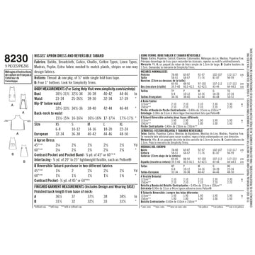 Simplicity Pattern 8230 Misses' Dottie Angel Reversible Apron Dress and Tabard - 0