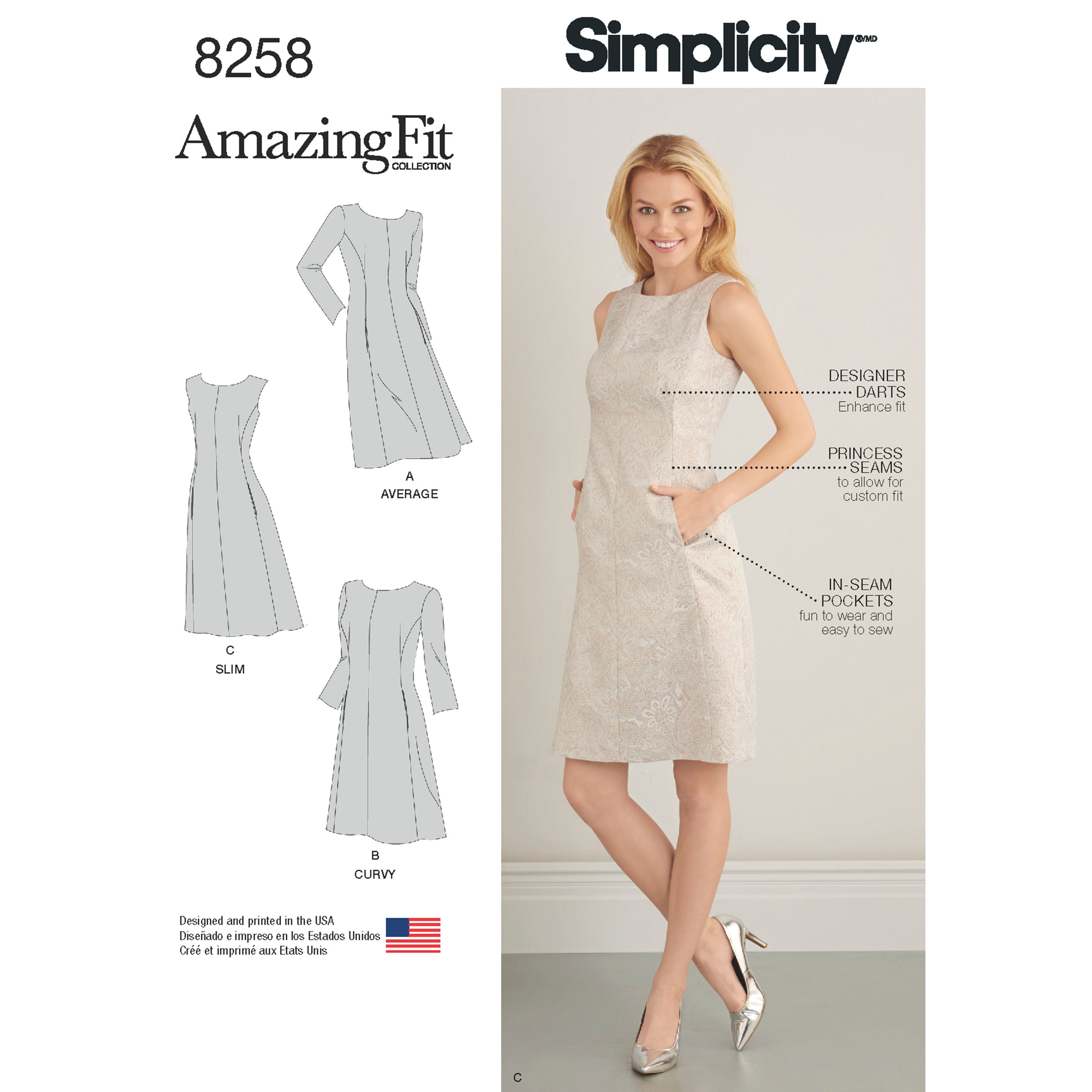 Simplicity Pattern 8258 Misses' and Plus Size Amazing Fit Dress