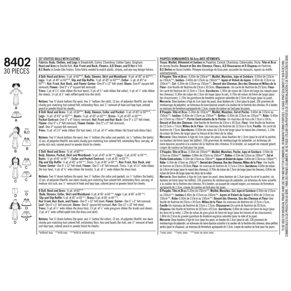Simplicity Pattern 8402 23" Stuffed Dolls With Clothes