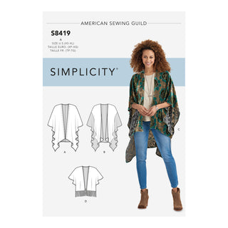 Simplicity Sewing Pattern 8419 Misses' Kimono Style Wrap with Variations