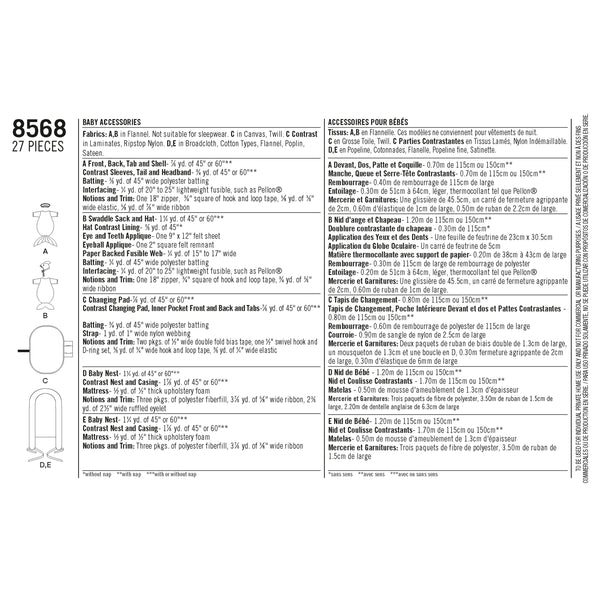 Simplicity Pattern 8568 Baby Accessories