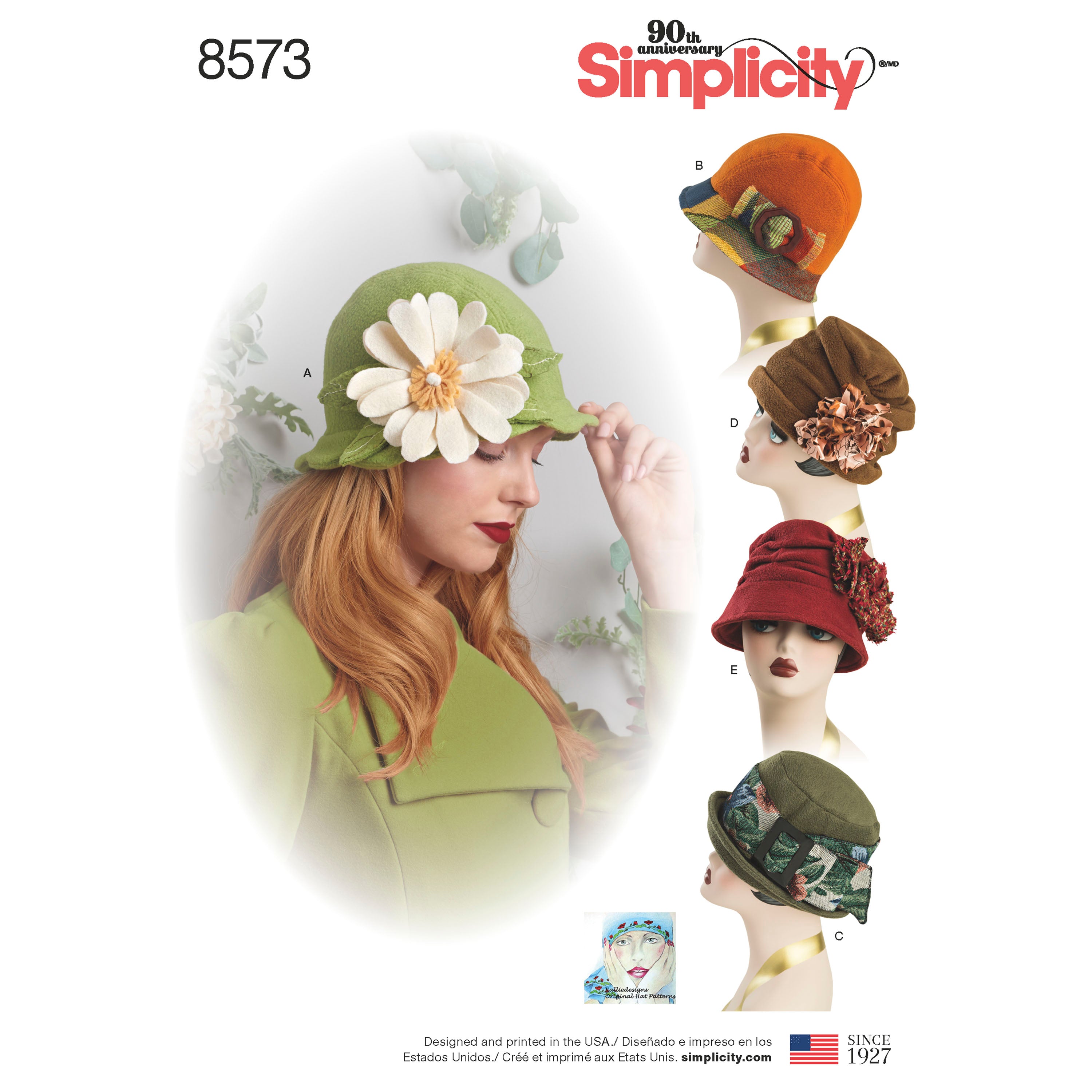 Simplicity Pattern 8573 Misses' Flapper Hats in Three Sizes