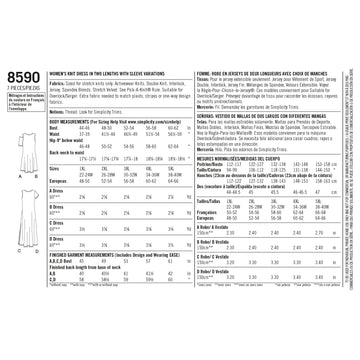 Simplicity Sewing Pattern 8590 Women's Knit Dresses - 0