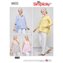 Simplicity Sewing Pattern 8603 Misses' Pullover Tops by Elaine Heigl