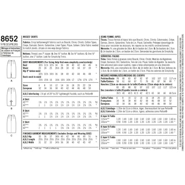 Simplicity Sewing Pattern 8652 Misses' Skirts - 0
