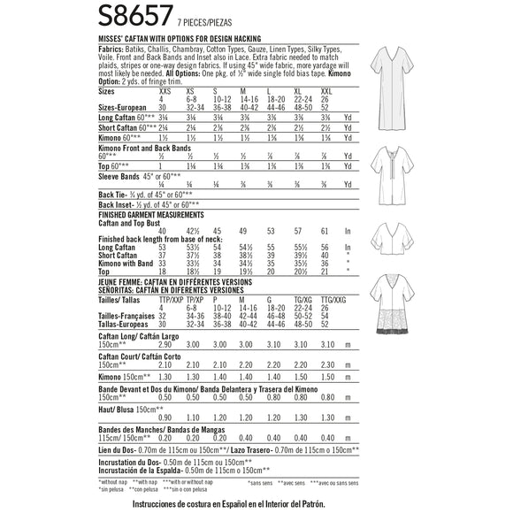 Simplicity Sewing Pattern 8657 Misses' Caftan with Options for Design Hacking