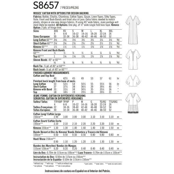 Simplicity Sewing Pattern 8657 Misses' Caftan with Options for Design Hacking