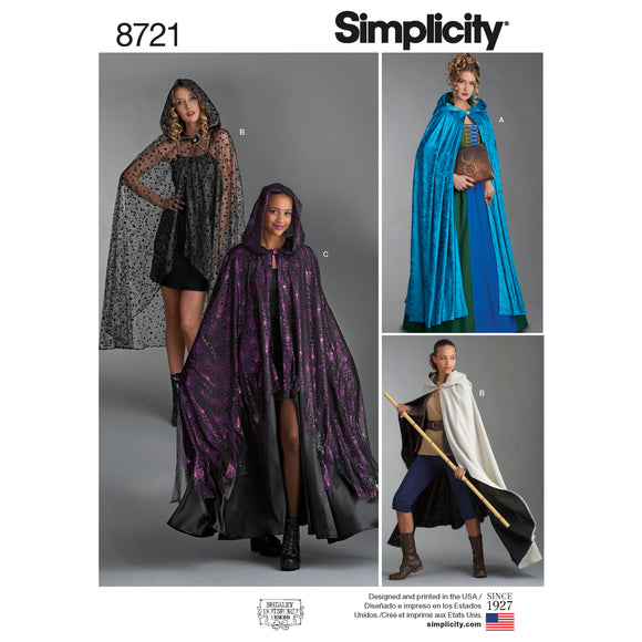Simplicity Sewing Pattern 8721 Misses Capes