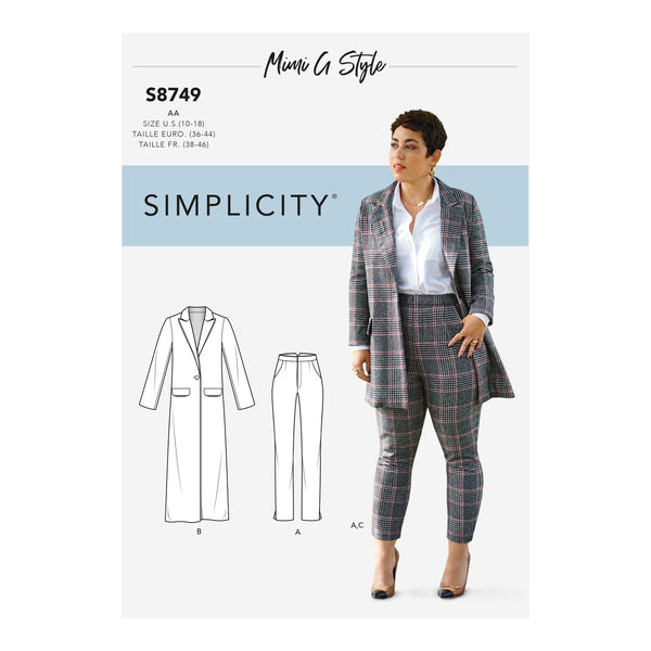 Simplicity PDF Pattern 8749 Women's / Plus Size Mimi G Style Coat and Pant