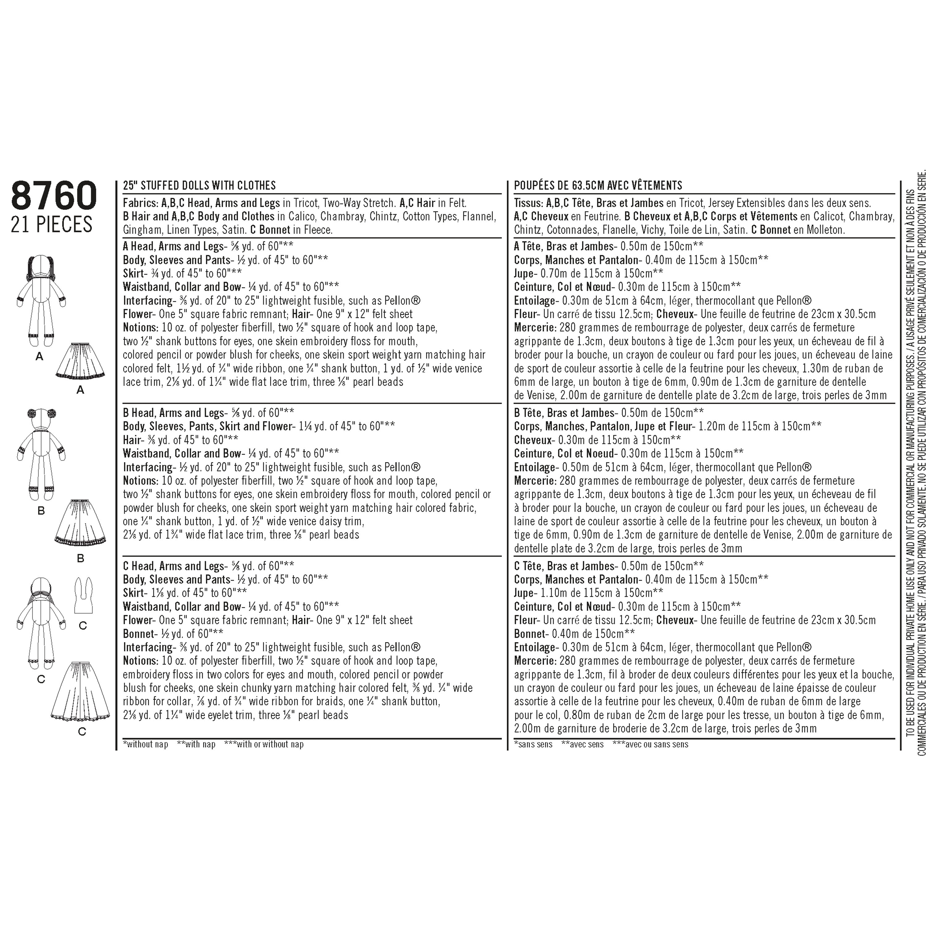 Simplicity Sewing Pattern 8760 Stuffed Dolls - 0