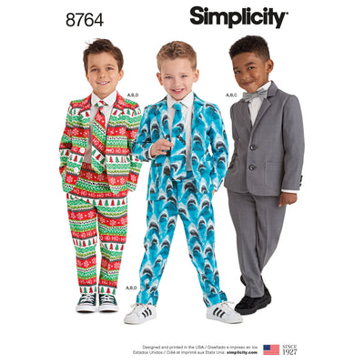 Simplicity Sewing Pattern 8764 Boys' Suit and Ties - Sewing Patterns