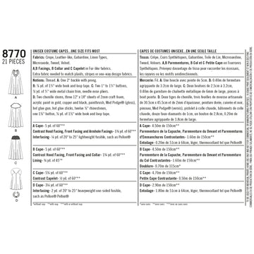 Simplicity Sewing Pattern 8770 Unisex Costume Capes - 0