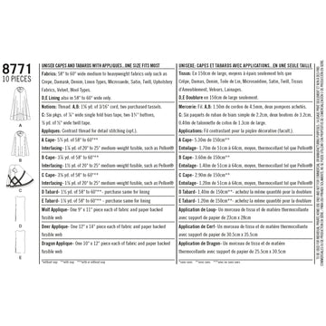 Simplicity Sewing Pattern 8771 Unisex Capes - 0