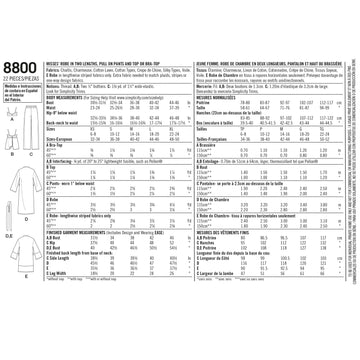 Pattern 8800 Misses' Pyjamas with Robe, Trousers, Top and Bralette - 0