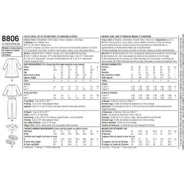 Simplicity Sewing Pattern 8806 Child's Dress, Top, Trousers, Eye Mask and Slippers - 0