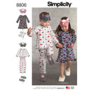 Simplicity Sewing Pattern 8806 Child's Dress, Top, Trousers, Eye Mask and Slippers-1