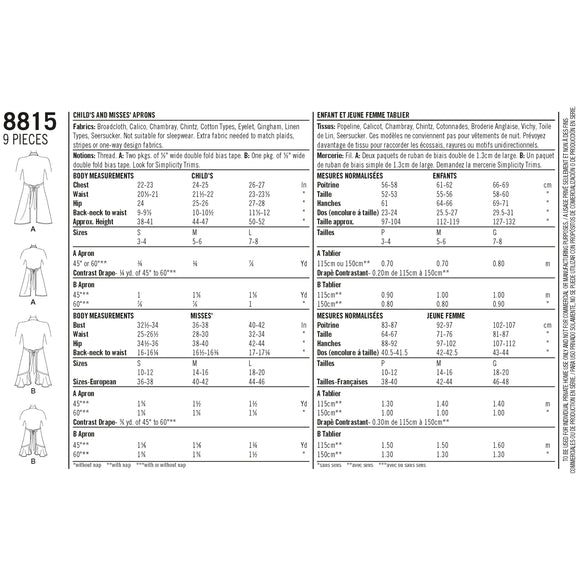 Pattern 8815 15" Baby Doll Clothes