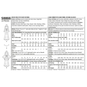 Simplicity Pattern S8866 Misses'/ Miss Petite Costumes - 0