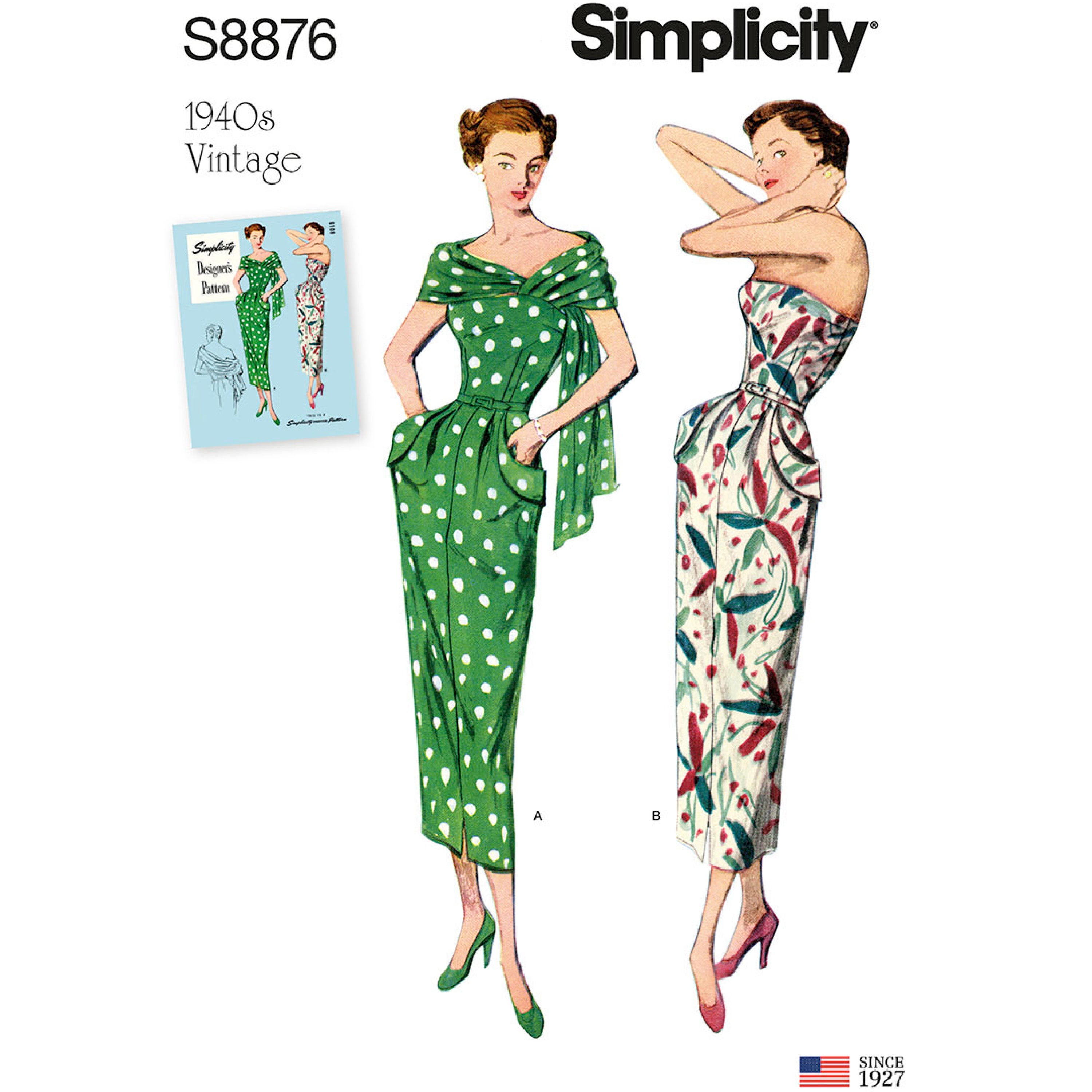 Simplicity Sewing Pattern S8876 Misses'/Women's Vintage Dress and Stole