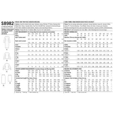 Simplicity Sewing Pattern S8982 Misses' Knit Two Piece Sweater Dress, Tops, Skirts - 0