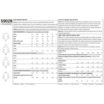 Simplicity Sewing Pattern S9028 Girls' & Boys' Knit Tops with Hoodie - 0