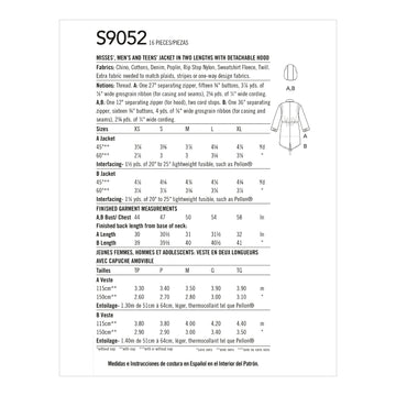 Simplicity Sewing Pattern S9052 Mimi G Style Misses' Mens & Teen's Parka Jacket & Hood - 0