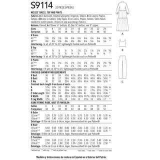 Simplicity Sewing Pattern S9114 Misses' Dress, Top & Trousers