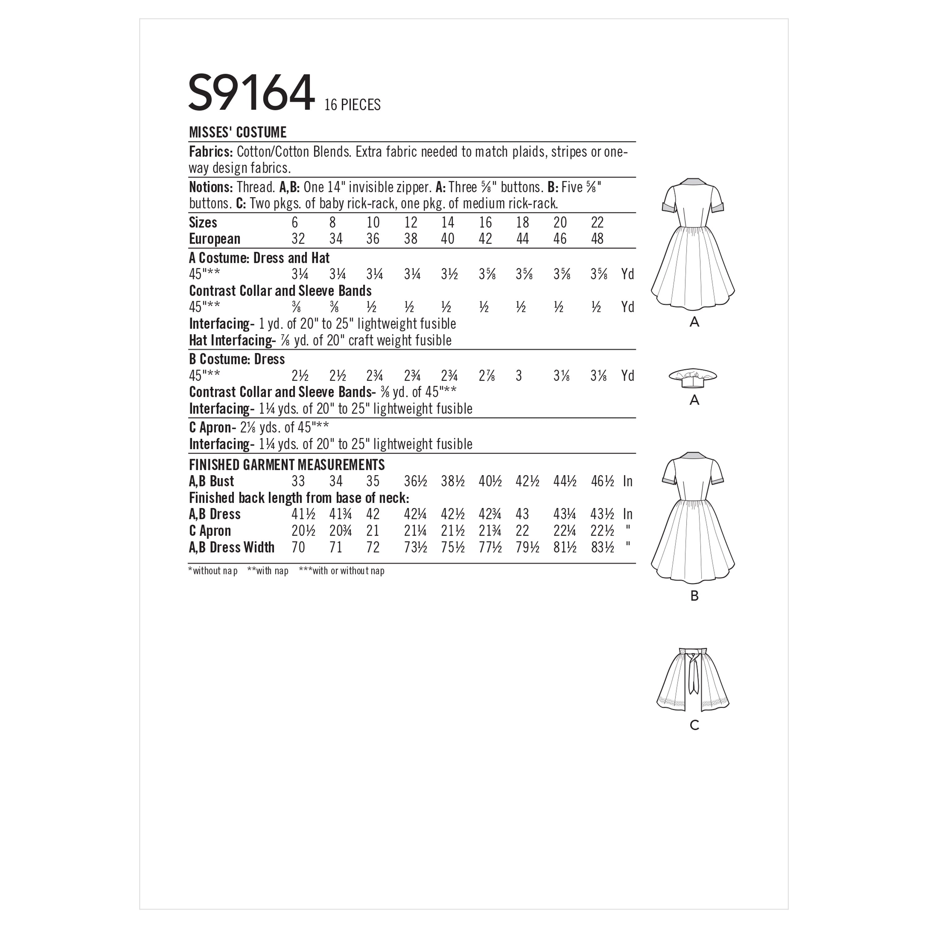 Simplicity Sewing Pattern S9164 Misses' Costumes - 0