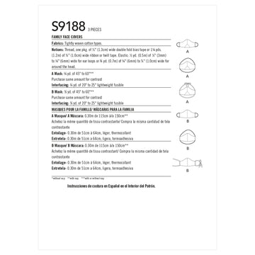 Simplicity Sewing Pattern S9188 Family Face Masks - 0