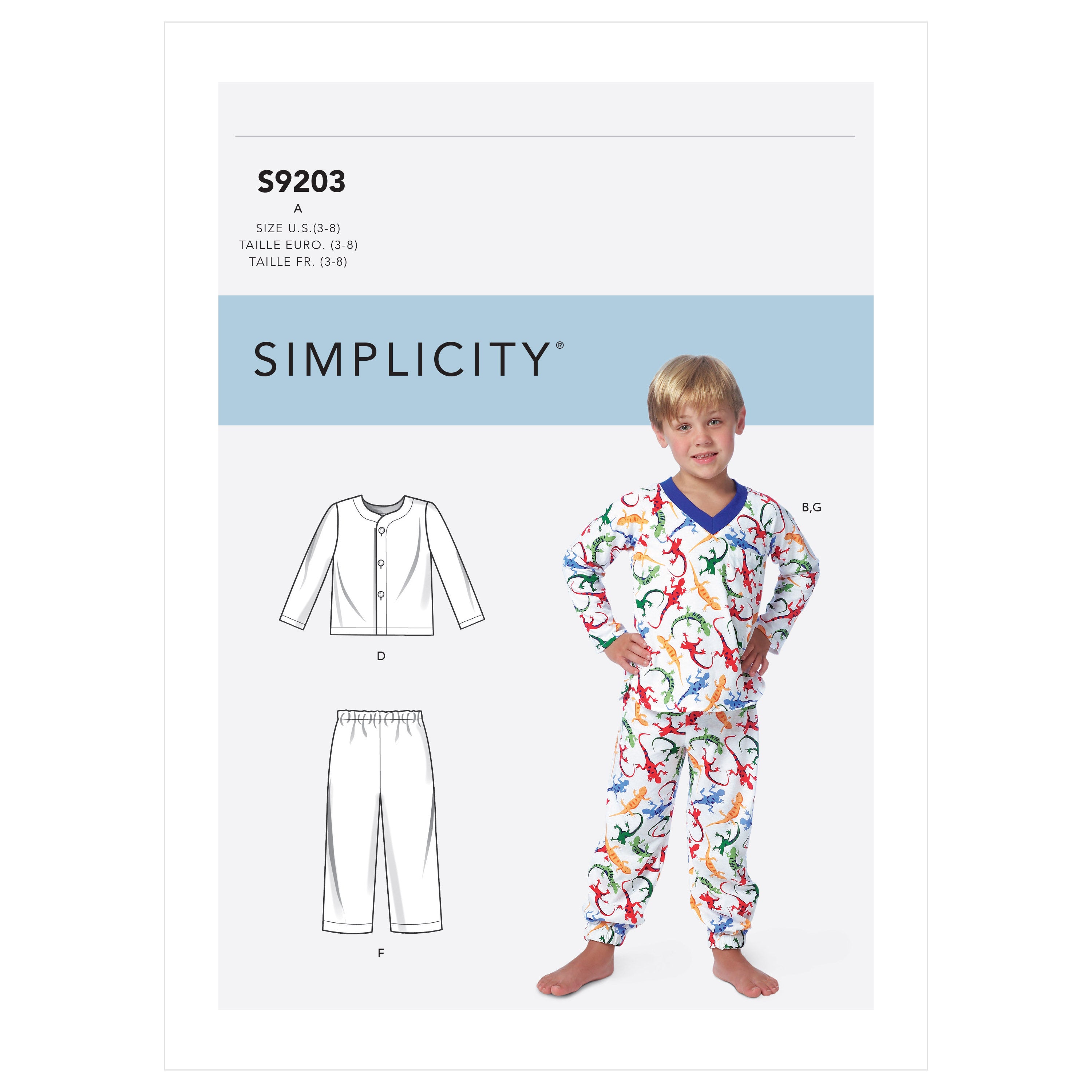 Simplicity Sewing Pattern S9203 Children's/Boys' Tops, Shorts and Trousers