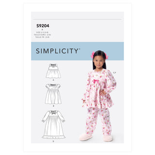 Simplicity Sewing Pattern S9204 Children's/Girls' Gathered Tops, Dresses, Gown and Trousers