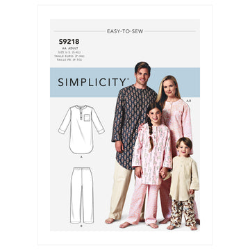 Simplicity Sewing Pattern S9218 Misses', Men's and Children's Tunic and Trousers