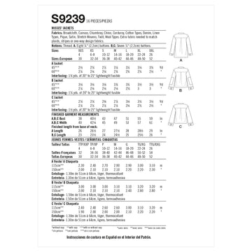 Simplicity Sewing Pattern S9239 Misses' Jackets - 0