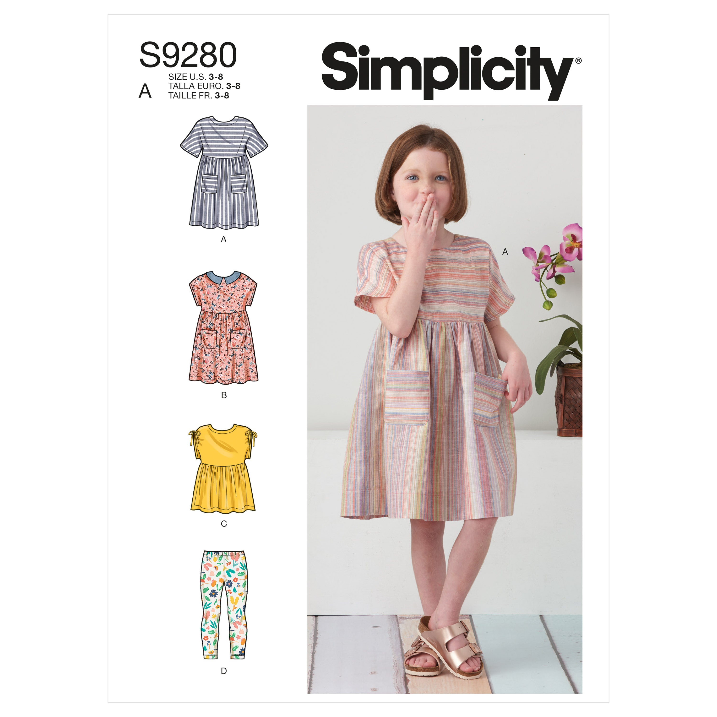 Simplicity Sewing Pattern S9280 Children's Dresses, Top and Leggings