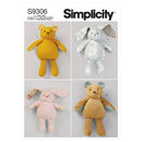 Simplicity Sewing Pattern S9306 Plush Bears & Bunnies in Two Sizes-1