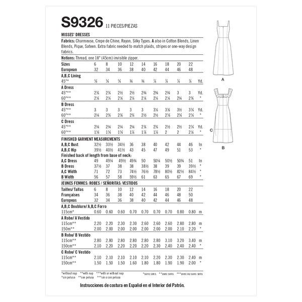 Simplicity Sewing Pattern S9326 Misses' Dresses