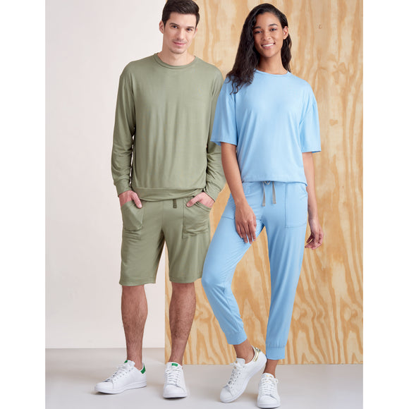 Simplicity Sewing Pattern S9337 Unisex Knits Only Tops, Trousers and Shorts