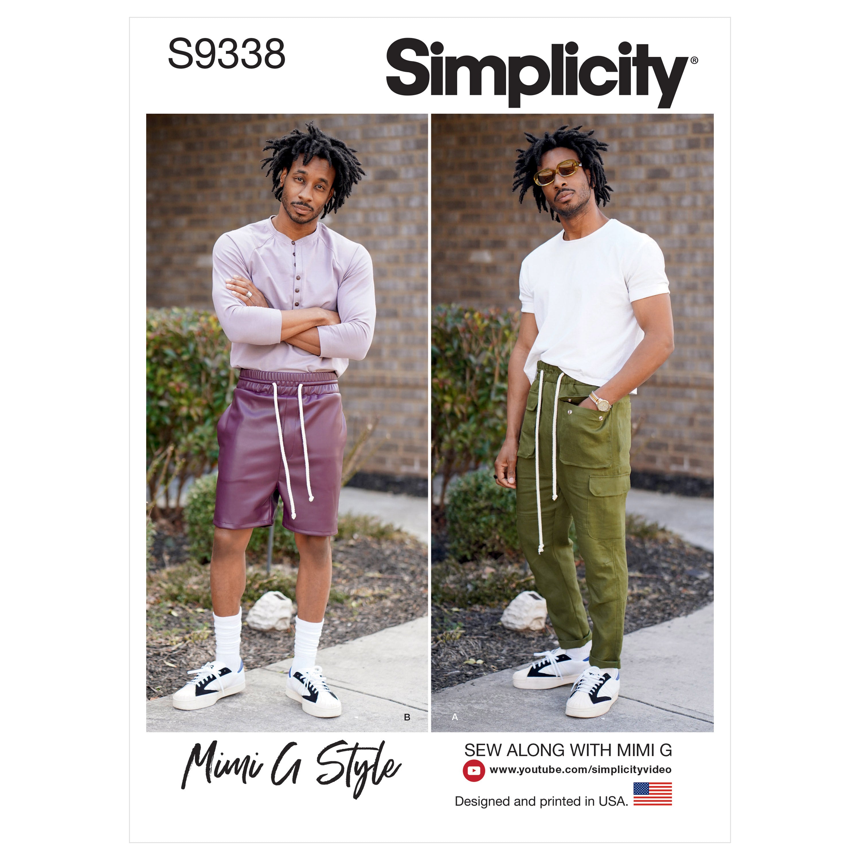 Simplicity Sewing Pattern S9338 Men's Pull-On Trousers or Shorts