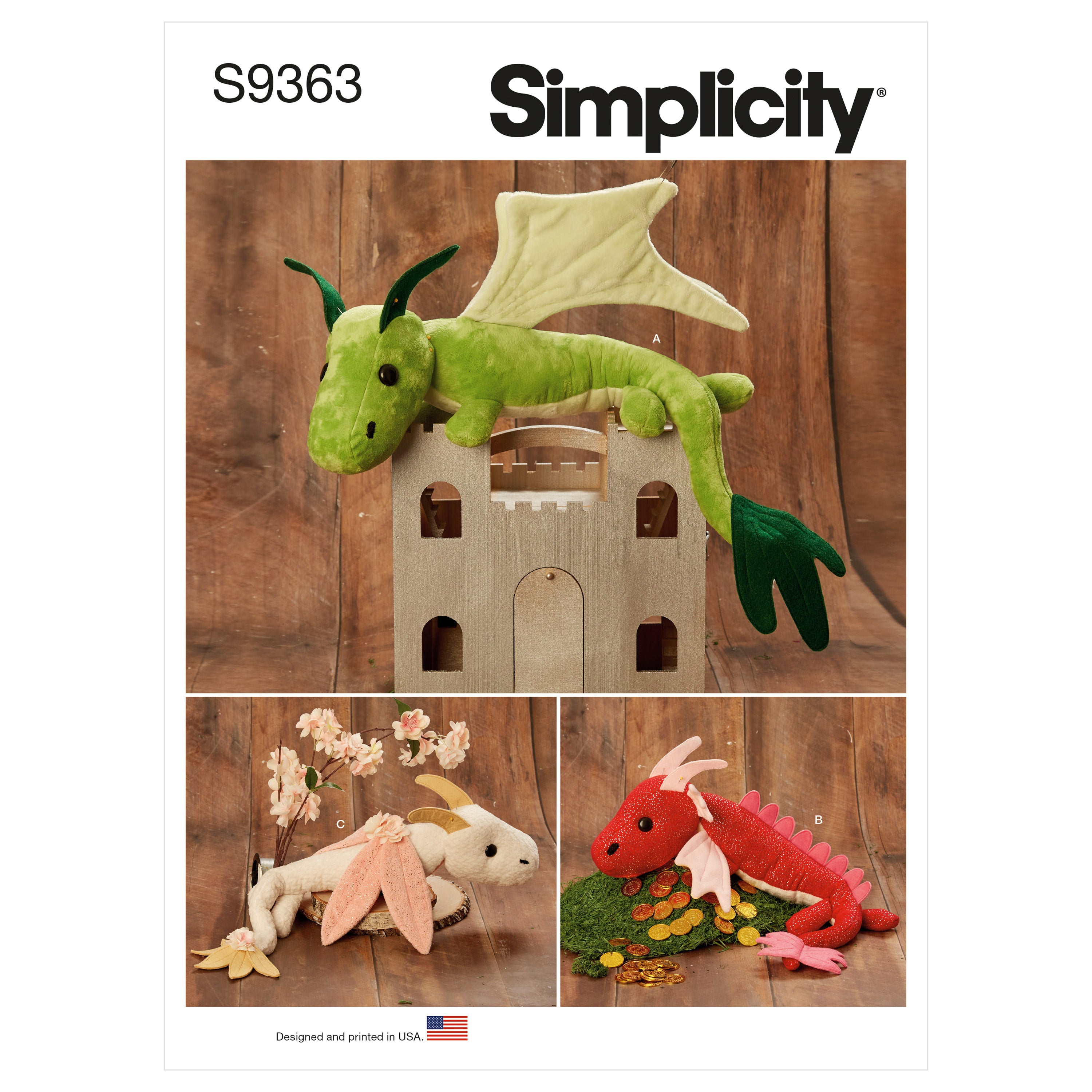 Simplicity Sewing Pattern S9363 Plush Dragons