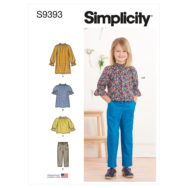 Simplicity Sewing Pattern S9393 Children's Dress, Tunic, Top and Trousers