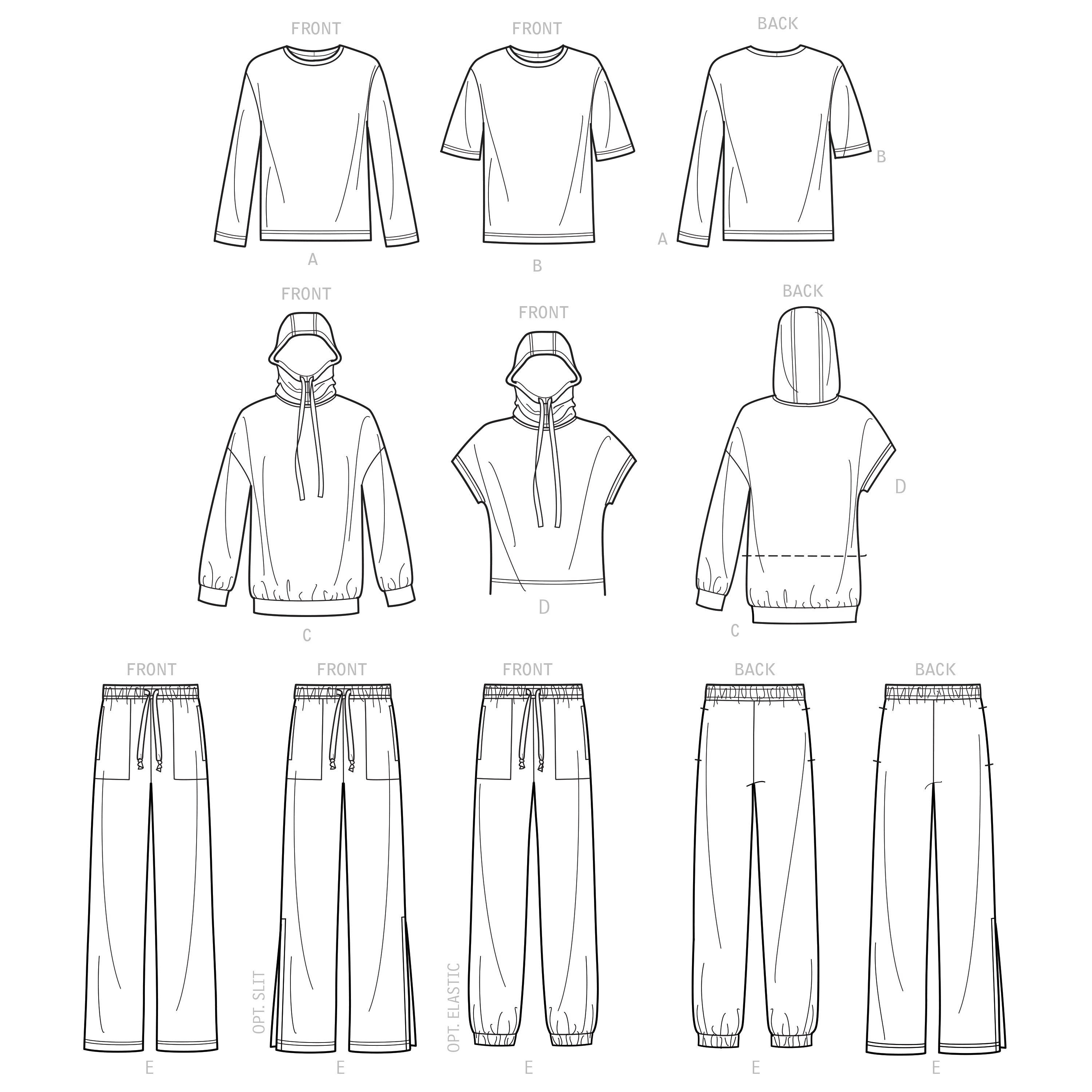 Simplicity Sewing Pattern S9394 Boys' and Girls' Oversized Knit Hoodies, Trousers and Tops - 0