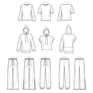 Simplicity Sewing Pattern S9394 Boys' and Girls' Oversized Knit Hoodies, Trousers and Tops