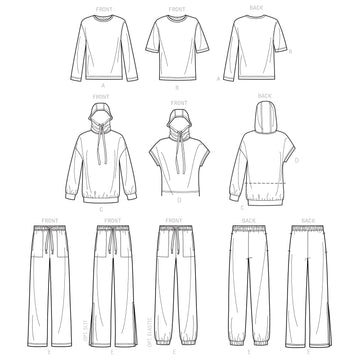 Simplicity Sewing Pattern S9394 Boys' and Girls' Oversized Knit Hoodies, Trousers and Tops - 0